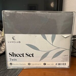 LuxClub Gray Twin Sheet Set